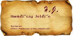 Hankóczy Jolán névjegykártya